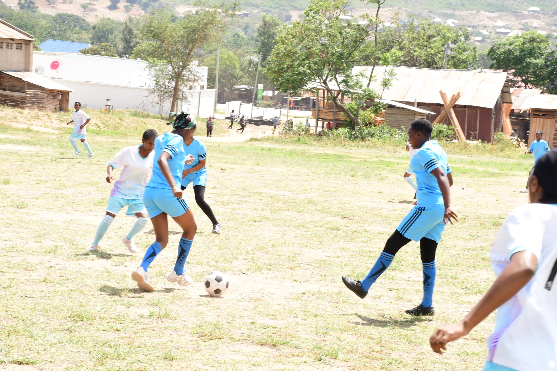 Girls team celebrating during practice